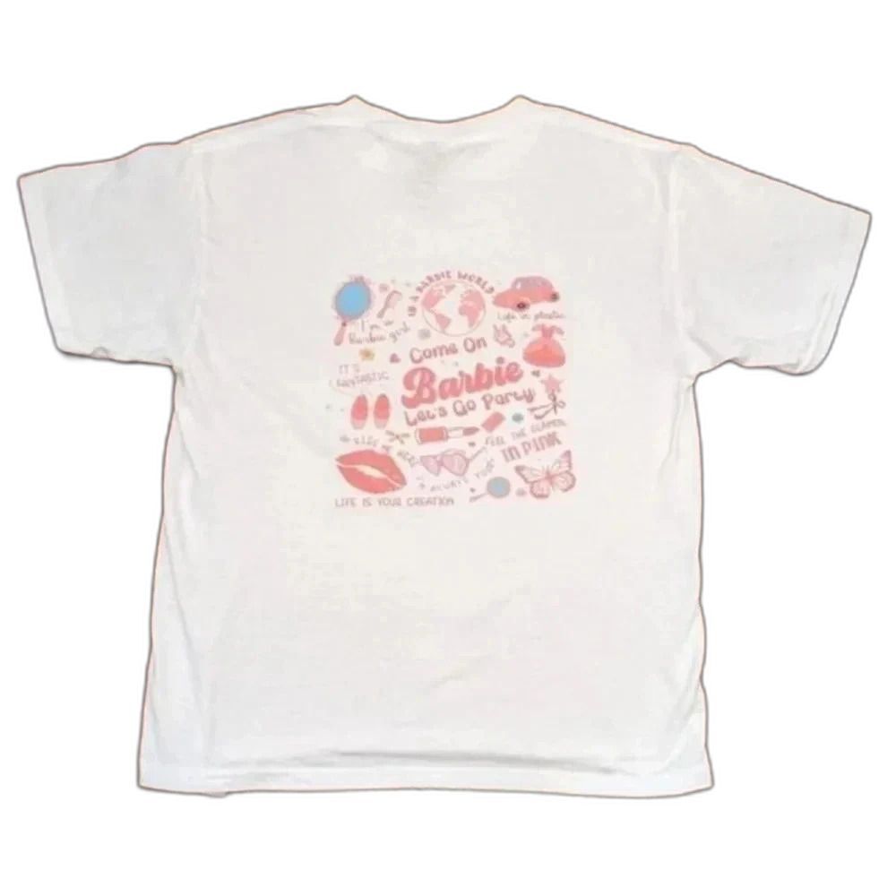Y2K‎ Barbie Girl T-Shirt Girls L White Pink Retro Nostalgia 90s Aqua Song Lyrics